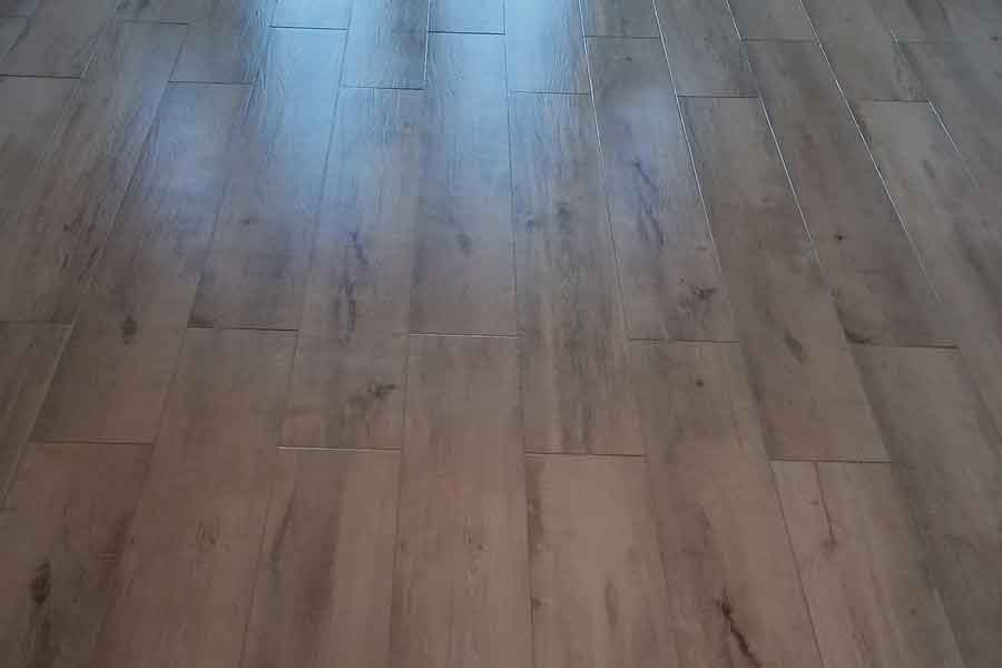 Wood effect tile floor
